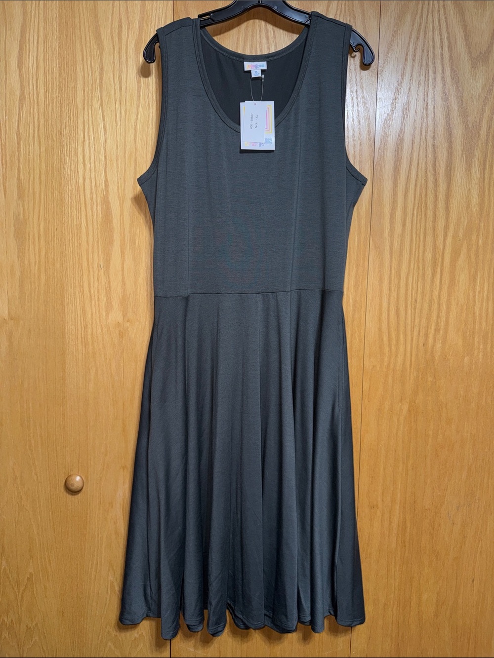LuLaRoe Nicki Charcoal Sleeveless Midi Fit-and-Flare Dress